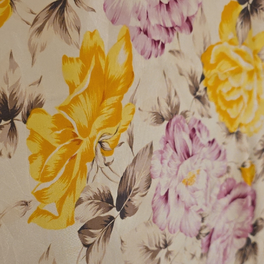 Vintage Peyton Place Floral Silk Scarf in Rust, Cream & Yellow - Picture 9 of 12